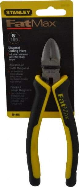 Stanley - 6-3/8" OAL, Diagonal Cutter - 13/16" Jaw Length x 3/4" Jaw Width, Oval Head, Double Injection Molded Handle - Exact Industrial Supply