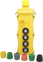 Woodhead Electrical - 4 Operator, Mushroom Head Pendant Control Station - No Legend, No On/Off Switch, NO/NC Contact, NEMA 4X - Exact Industrial Supply