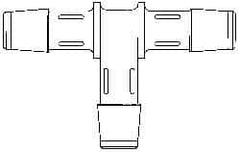 Made in USA - 5/8" Barb, Polypropylene Single Barbed Tube Tee - Natural - Exact Industrial Supply