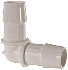 Made in USA - 5/8" Barb, Polypropylene Single Barbed Tube Elbow - White - Exact Industrial Supply