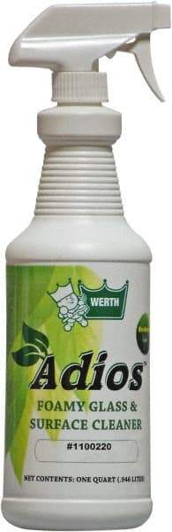 Werth Sanitary Supply - 32 oz Bottle Coconut Breeze Glass Cleaner - Use on Glass, Mirrors, Fiberglass, Stainless Steel, Polished Metal, Plastic, Chrome, Linoleum - Exact Industrial Supply