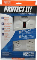 Tripp-Lite - 8 Outlets, 120 Volts, 15 Amps, 8' Cord, Power Outlet Strip - Free Hanging, Keyhole Mount, 5-15P NEMA Configuration, 9.55" Strip, UL1449 3rd Edition - Exact Industrial Supply