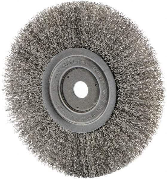 Weiler - 8" OD, 3/4" Arbor Hole, Crimped Stainless Steel Wheel Brush - 0.0118" Filament Diam - Exact Industrial Supply