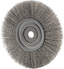 Weiler - 8" OD, 3/4" Arbor Hole, Crimped Stainless Steel Wheel Brush - 0.0118" Filament Diam - Exact Industrial Supply