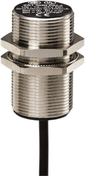 Telemecanique Sensors - PNP, 10mm Detection, Cylinder, Inductive Proximity Sensor - 3 Wires, IP67, 12 to 24 VDC, M30x1.5 Thread, 52mm Long - Exact Industrial Supply