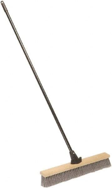 Ability One - 24" Medium Duty Polypropylene Push Broom - Wood Block, Bolt-On Handle Connection - Exact Industrial Supply