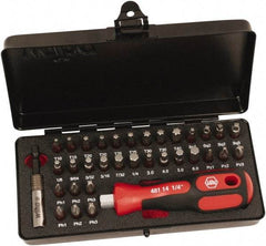 Wiha - Bit Set - 1/8 to 7/32" Hex, #1 to #3, 1/4" Drive, Phillips, Hex, Torx, Square, Pozidriv Point - Exact Industrial Supply