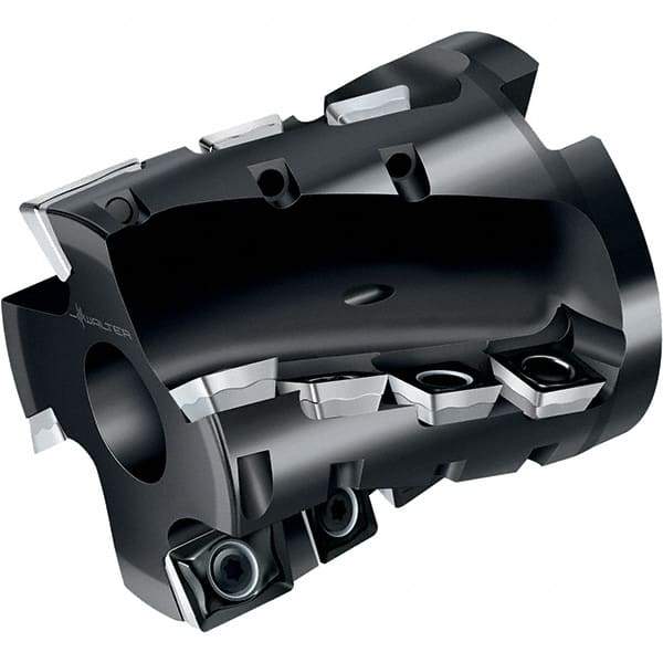 Walter - 80mm Cut Diam, 32mm Arbor Diam, 67mm Max Depth of Cut, Indexable Square-Shoulder Face Mill - 90° Lead Angle, 80mm High, LDM.170408R & SDM.120408 Insert Compatibility, Through Coolant, Series M4258 - Exact Industrial Supply