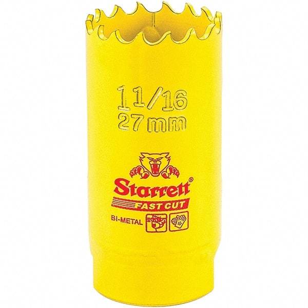 Starrett - 1-1/16" Diam, 1-5/8" Cutting Depth, Hole Saw - High Speed Steel Saw, Toothed Edge - Exact Industrial Supply