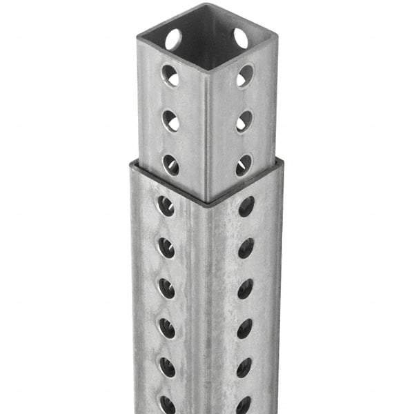 TAPCO - 4' High, Galvanized Traffic Sign Post - Steel, 7/16" Hole Diam, Silver - Exact Industrial Supply