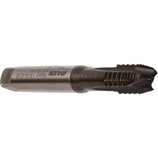 Emuge - M3x0.50 Metric Coarse, 3 Flute, Nitride Finish, Cobalt Spiral Point Tap - Plug Chamfer, Right Hand Thread, 56mm OAL, 11mm Thread Length, 3.5mm Shank Diam, 6H Class of Fit, Series Rekord B - Exact Industrial Supply