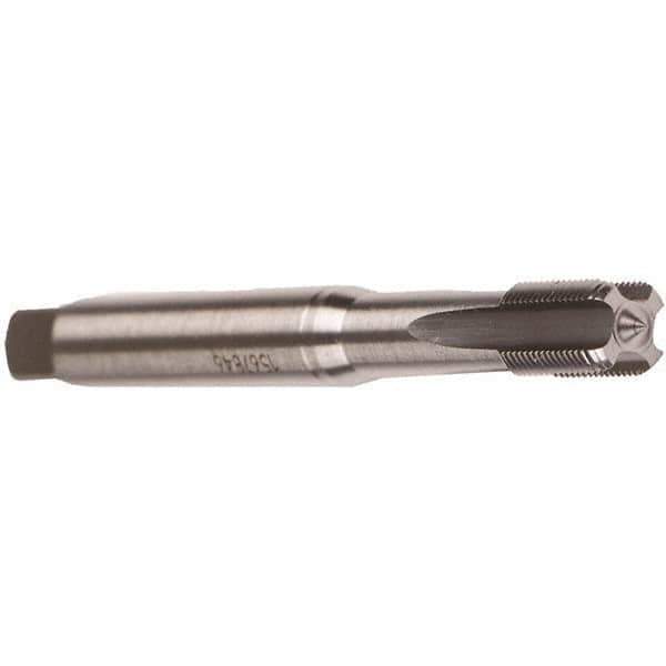 Emuge - M4.5x0.75 Metric Coarse 6HX 3 Flute Bright Finish Cobalt Straight Flute Machine Tap - Modified Bottoming, Right Hand Thread, 70mm OAL, 14mm Thread Length, Oversize - Exact Industrial Supply