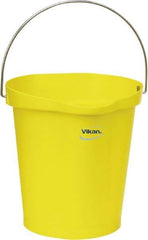 Vikan - 3 Gal, Polypropylene Round Yellow Single Pail with Pour Spout - Handle Included - Exact Industrial Supply