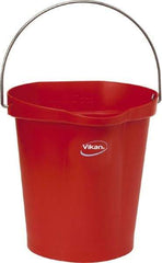 Vikan - 3 Gal, Polypropylene Round Red Single Pail with Pour Spout - Handle Included - Exact Industrial Supply