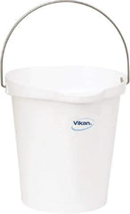 Vikan - 3 Gal, Polypropylene Round White Single Pail with Pour Spout - Handle Included - Exact Industrial Supply