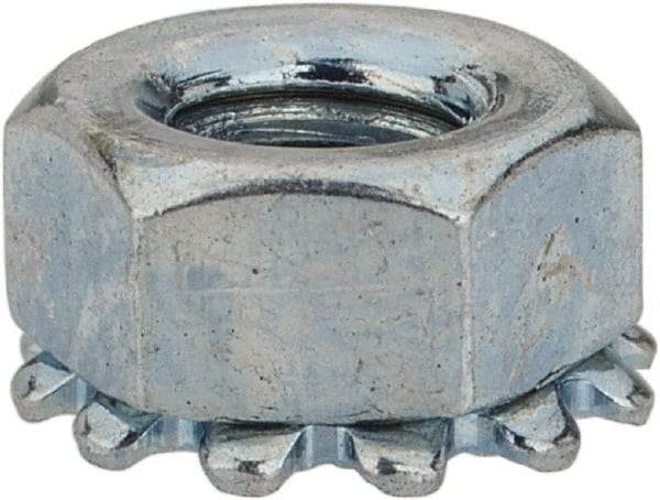 Value Collection - M4x0.7, Zinc Plated, Steel Hex Nut with External Tooth Washer - 8.2mm Washer Diam, 7mm Width Across Flats - Exact Industrial Supply