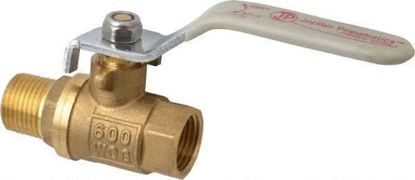 Value Collection - 3/8" Pipe, Full Port, Brass Full Port Ball Valve - Inline - Two Way Flow, MNPT x FNPT Ends, Lever Handle, 600 WOG, 150 WSP - Exact Industrial Supply
