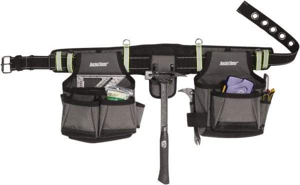 Bucket Boss - 1 to 52" Waist Tool Rig - 29 Pocket, Gray, Polyester - Exact Industrial Supply