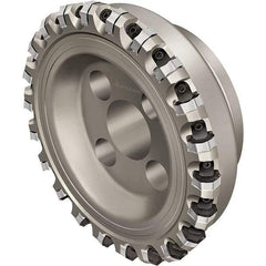 Walter - 63mm Cut Diam, 27mm Arbor Hole, 4mm Max Depth of Cut, Indexable Chamfer & Angle Face Mill - 9 Inserts, XNHF 0705 . . Insert, Right Hand Cut, 9 Flutes, Series Xtra-tec - Exact Industrial Supply