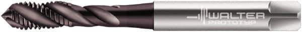 Walter-Prototyp - #8-36 UNF 3 Flute 2B Modified Bottoming Spiral Flute Tap - Powdered Metal, Hardlube Finish, 63mm OAL, Right Hand Flute, Right Hand Thread, Series EP2351302 - Exact Industrial Supply