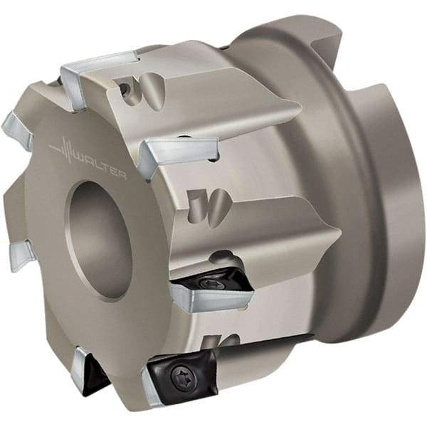 Walter - 7 Inserts, 63mm Cut Diam, 22mm Arbor Diam, 10mm Max Depth of Cut, Indexable Square-Shoulder Face Mill - 40mm High, AD.. 10T3.. Insert Compatibility, Through Coolant, Series Xtra-tec - Exact Industrial Supply