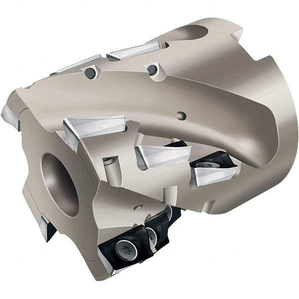 Walter - 9 Inserts, 50mm Cut Diam, 22mm Arbor Diam, 43mm Max Depth of Cut, Indexable Square-Shoulder Face Mill - 60mm High, AD.. 1606.. Insert Compatibility, Through Coolant, Series Xtra-tec - Exact Industrial Supply