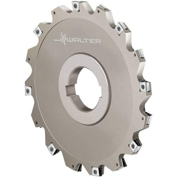 Walter - Arbor Hole Connection, 2.4016" Cutting Width, 0.4724" Depth of Cut, 200mm Cutter Diam, 1.9685" Hole Diam, 9 Tooth Indexable Slotting Cutter - F4153.B Toolholder, LN.U 080304 Insert, Right Hand Cutting Direction - Exact Industrial Supply