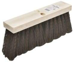 Ability One - 16" Rough Surface Polypropylene Push Broom - 6-3/4" Bristle Length, Wood Block, Tapered Handle Connection - Exact Industrial Supply