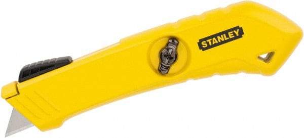 Stanley - Springback Safety Cutter - 2-29/64" Blade, Yellow Zinc Handle, 1 Blade Included - Exact Industrial Supply