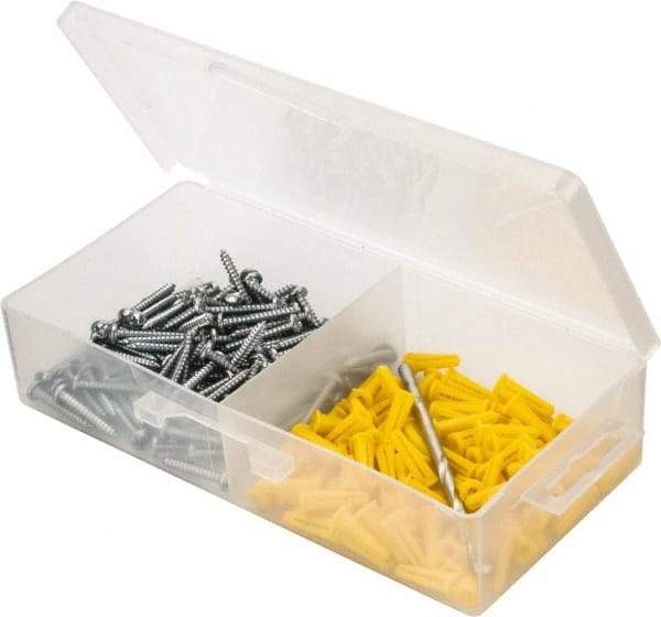 Value Collection - 300 Piece, #6 to 8 Screw, Plastic & Steel Slotted/Phillips Drive Anchor Assortment - Zinc Plated, 3/4" Long - Exact Industrial Supply