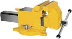 Yost Vises - 5" Jaw Width x 5" Jaw Opening Capacity, 2-5/8" Throat Depth, Bench & Pipe Combination Vise - 1/2 to 1-1/2" Pipe Capacity, Swivel Base, Bolt Down Attachment, Steel - Exact Industrial Supply