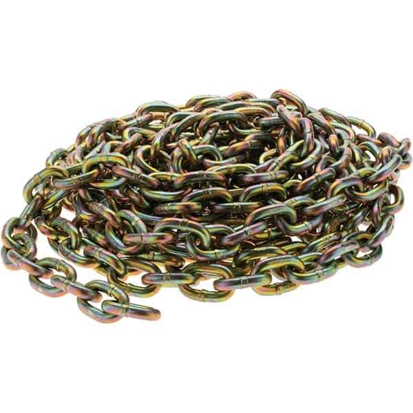 Value Collection - 5/16" Welded Transport Chain - 4,700 Lb Capacity, Grade 70, 25' Long, Yellow Chromate Finish - Exact Industrial Supply