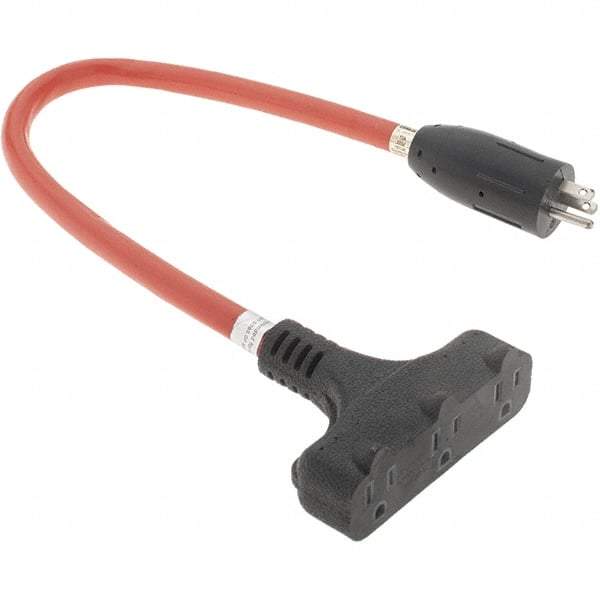 Value Collection - 2', 12/3 Gauge/Conductors, Orange Indoor & Outdoor Extension Cord - 15 Amps, 125 Volts, UL STW - Exact Industrial Supply