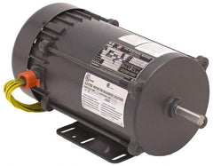 US Motors - TEFC Enclosure, Auto Thermal Protection, 3,450 RPM, 115/230 Volt, 60 Hz, Industrial Electric AC/DC Motor - Size 56 Frame, C-Face Mount, 1 Speed, Ball Bearings, 12.0/6.0 Full Load Amps, B Class Insulation, Reversible - Exact Industrial Supply