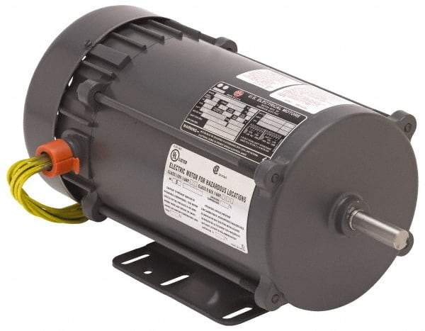 US Motors - TEFC Enclosure, Auto Thermal Protection, 1,725 RPM, 115/230 Volt, 60 Hz, Industrial Electric AC/DC Motor - Size 56 Frame, Rigid Base Mount, 1 Speed, Ball Bearings, 13.6/6.8 Full Load Amps, BR Class Insulation, Reversible - Exact Industrial Supply