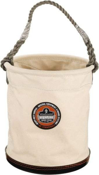 Ergodyne - 1 Pocket White Canvas Bucket Tool Organizer - 12-1/2" Wide x 12-1/2" Deep x 15" High - Exact Industrial Supply