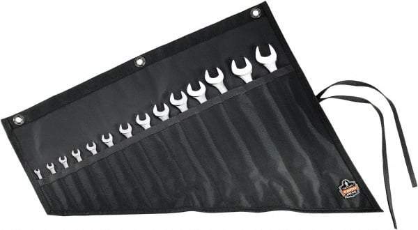 Ergodyne - 14 Pocket Gray Ballistic Polyester Tool Roll - 22" Wide x 26-1/2" Deep x 1" High - Exact Industrial Supply