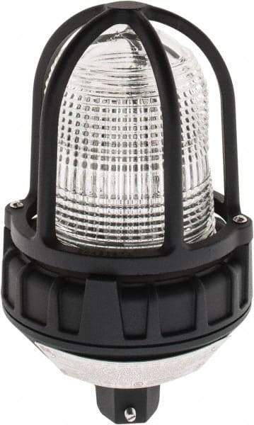 Federal Signal Corp - 120 VAC, 4X NEMA Rated, Strobe Tube, Clear, Strobe Light - 80 Flashes per min, 3/4 Inch Pipe, 5-1/2 Inch Diameter, 9-1/4 Inch High, IP66 Ingress Rating, Pipe Mount - Exact Industrial Supply