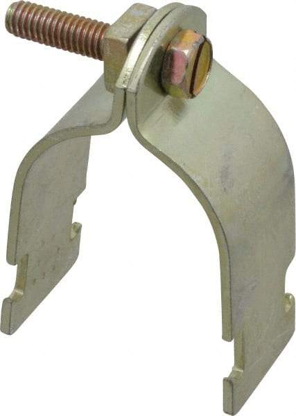 Thomas & Betts - 1-1/2" Pipe, 12 Gauge" Pipe or Conduit Clamp - Gold Galvanized, Rigid & IMC Conduit - Exact Industrial Supply