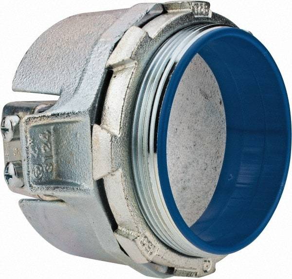 Thomas & Betts - 4" Trade, Malleable Iron Set Screw Straight FMC Conduit Connector - Insulated - Exact Industrial Supply