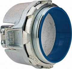 Thomas & Betts - 4" Trade, Malleable Iron Set Screw Straight FMC Conduit Connector - Insulated - Exact Industrial Supply