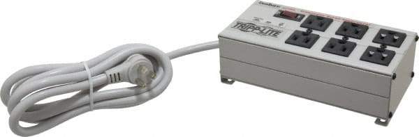 Tripp-Lite - 6 Outlets, 120 Volts, 15 Amps, 6' Cord, Power Outlet Strip - Free Hanging, Keyhole Mount, 1-15P NEMA Configuration, 9" Strip - Exact Industrial Supply