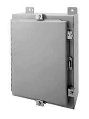 Wiegmann - Steel Standard Enclosure Hinge Flat Cover - NEMA 4, 12, 13, 12" Wide x 16" High x 8" Deep, Dirt-tight, Dust-tight, Oiltight & Watertight - Exact Industrial Supply