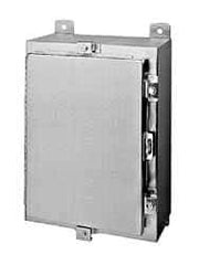 Wiegmann - Stainless Steel Standard Enclosure Hinge Flat Cover - NEMA 4, 12, 13, 4X, 24" Wide x 24" High x 12" Deep, Watertight - Exact Industrial Supply