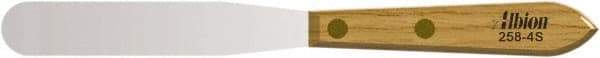 Albion Engineering - 3/4" Wide Spring Blade Stainless Steel Spatula - Flexible, Straight Hardwood Handle, 4" OAL - Exact Industrial Supply