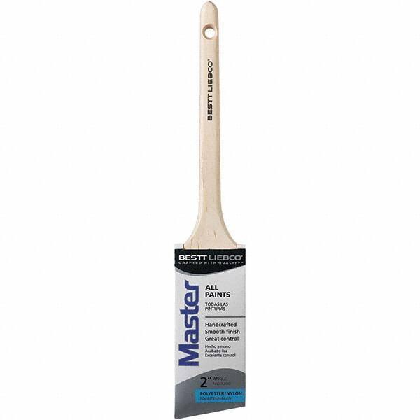 Bestt-Liebco - 2" Angled Nylon/Polyester Sash Brush - Wood Rattail Handle - Exact Industrial Supply