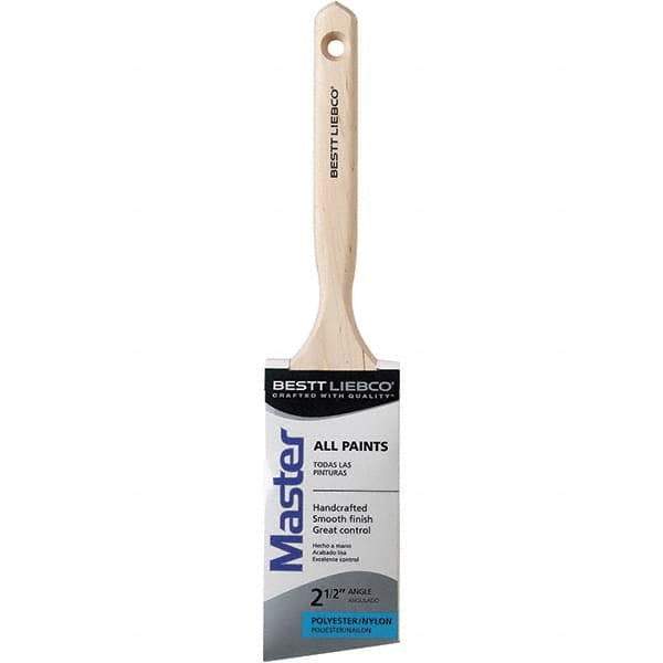 Bestt-Liebco - 2-1/2" Angled Nylon/Polyester Sash Brush - Wood Long Sash Handle - Exact Industrial Supply