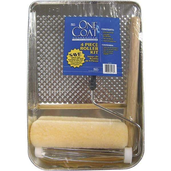 Bestt-Liebco - 12" Long, 3/8" Nap, Mini Roller Kit - 9" Wide, Metal Frame, Includes Paint Tray, Roller Cover & Frame - Exact Industrial Supply