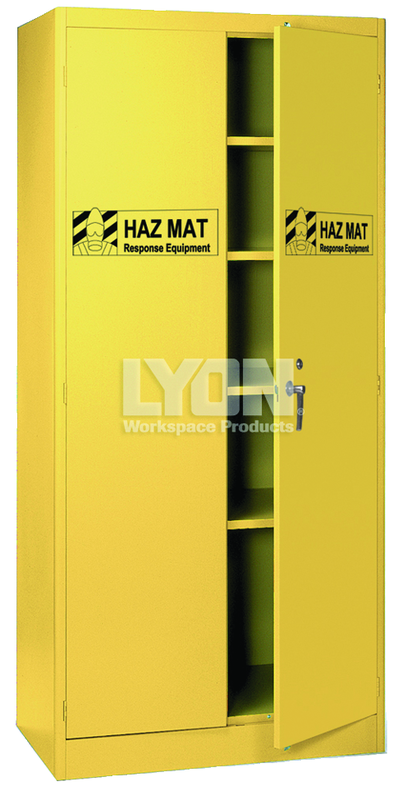 HazMat Cabinet - #5460HM - 36 x 24 x 78" - Setup with 4 shelves - Yellow only - Exact Industrial Supply