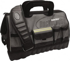 Bucket Boss - 14 Pocket Gray & Black Polyester Tool Bag - 18" Wide x 11" Deep x 13" High - Exact Industrial Supply